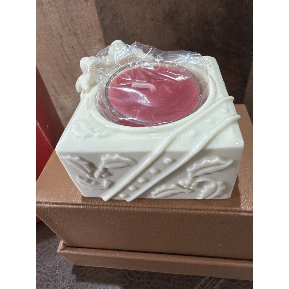 Lenox Yuletide Glowlites Christmas Package Tea Light Candle Holder Vintage 2000s